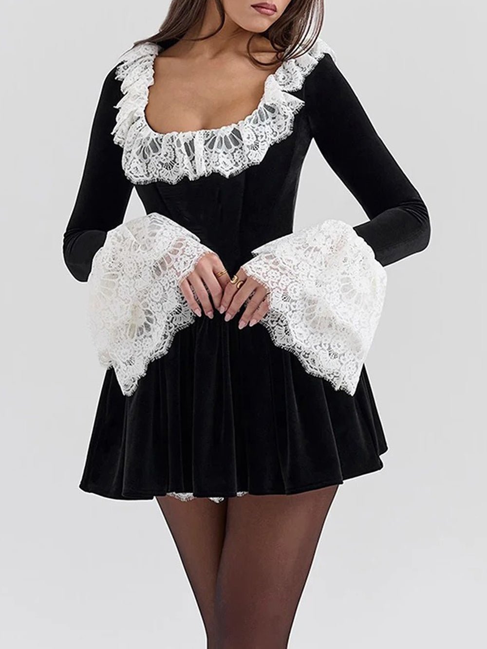 Long Genevieve Sleeve Mini Dress
