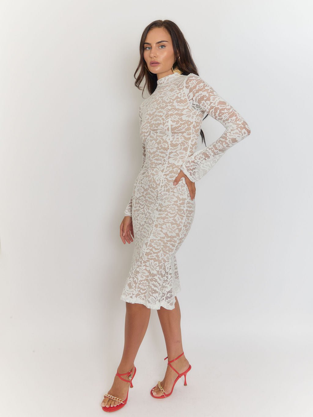 High Giulia Collar Lace Midi Dress