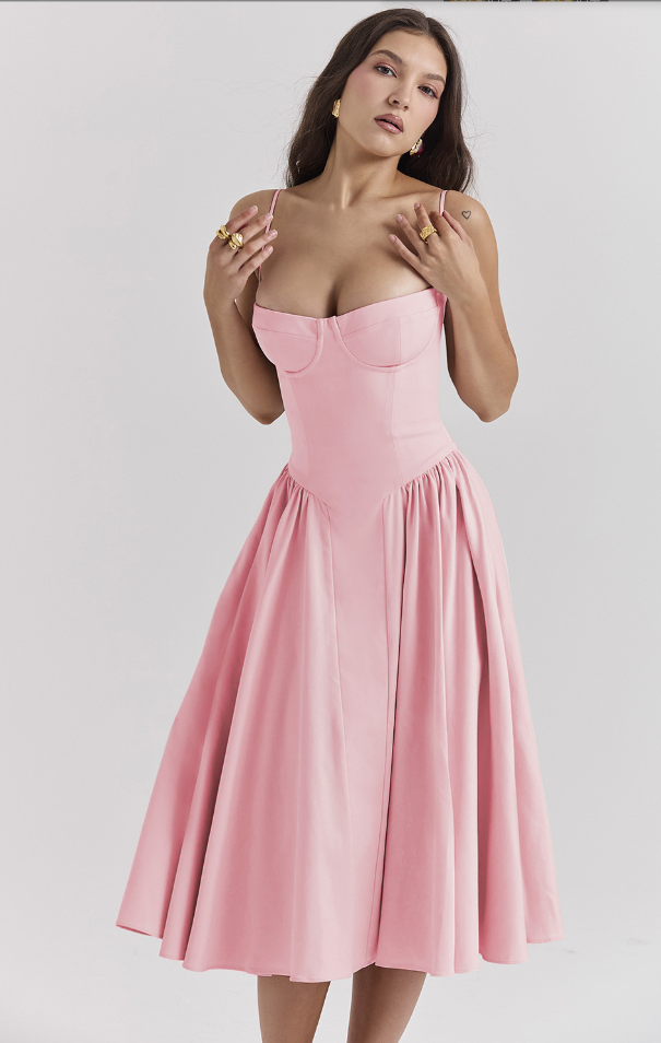 | Nina Sleeveless Corset Midi Dress
