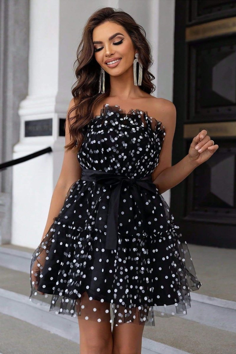 Statement Katherine Polka Dot Tulle Mini Dress Evening Wear Edit