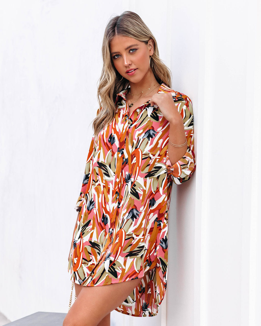 Printed Ivah Button Down Tunic