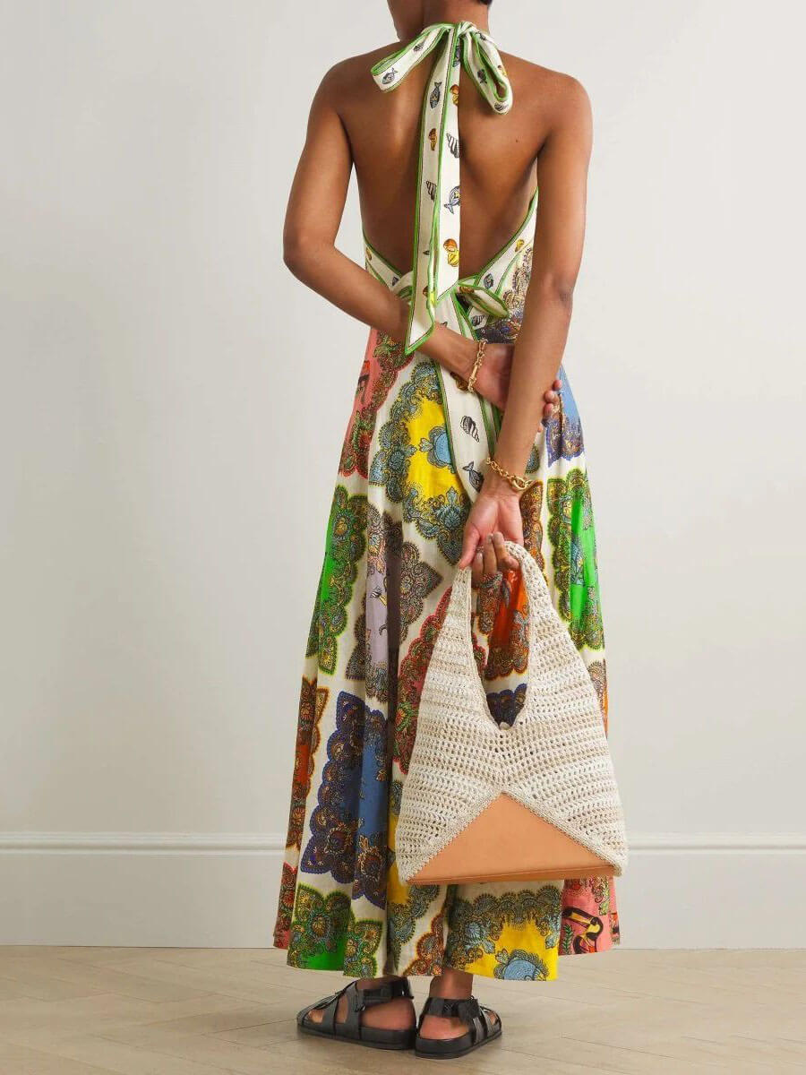 Paisley Satin Bloom Midi Dress
