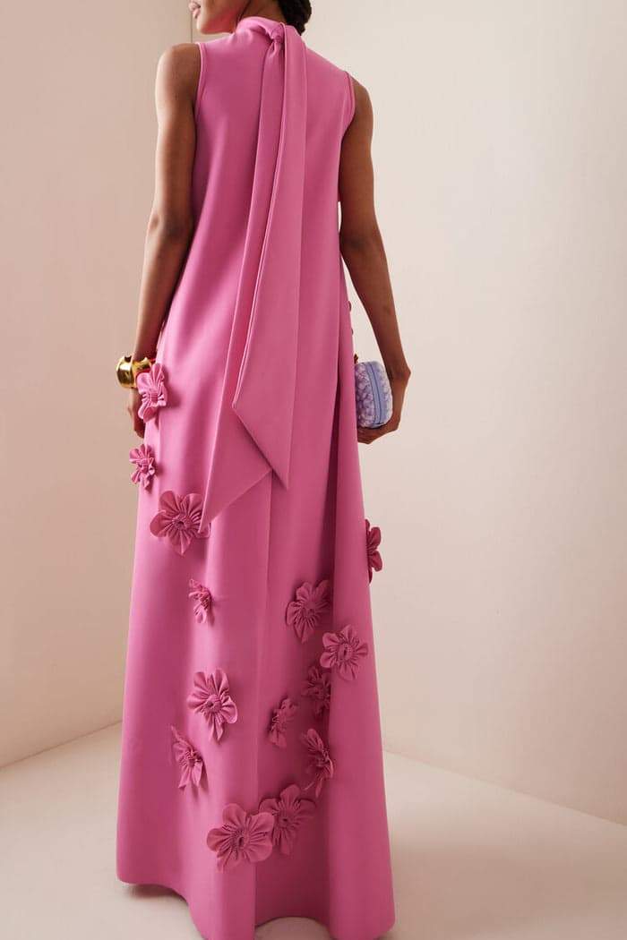 Brenda Exclusive Sleeveless Maxi Dress with Floral Embellishment Signature Edit
