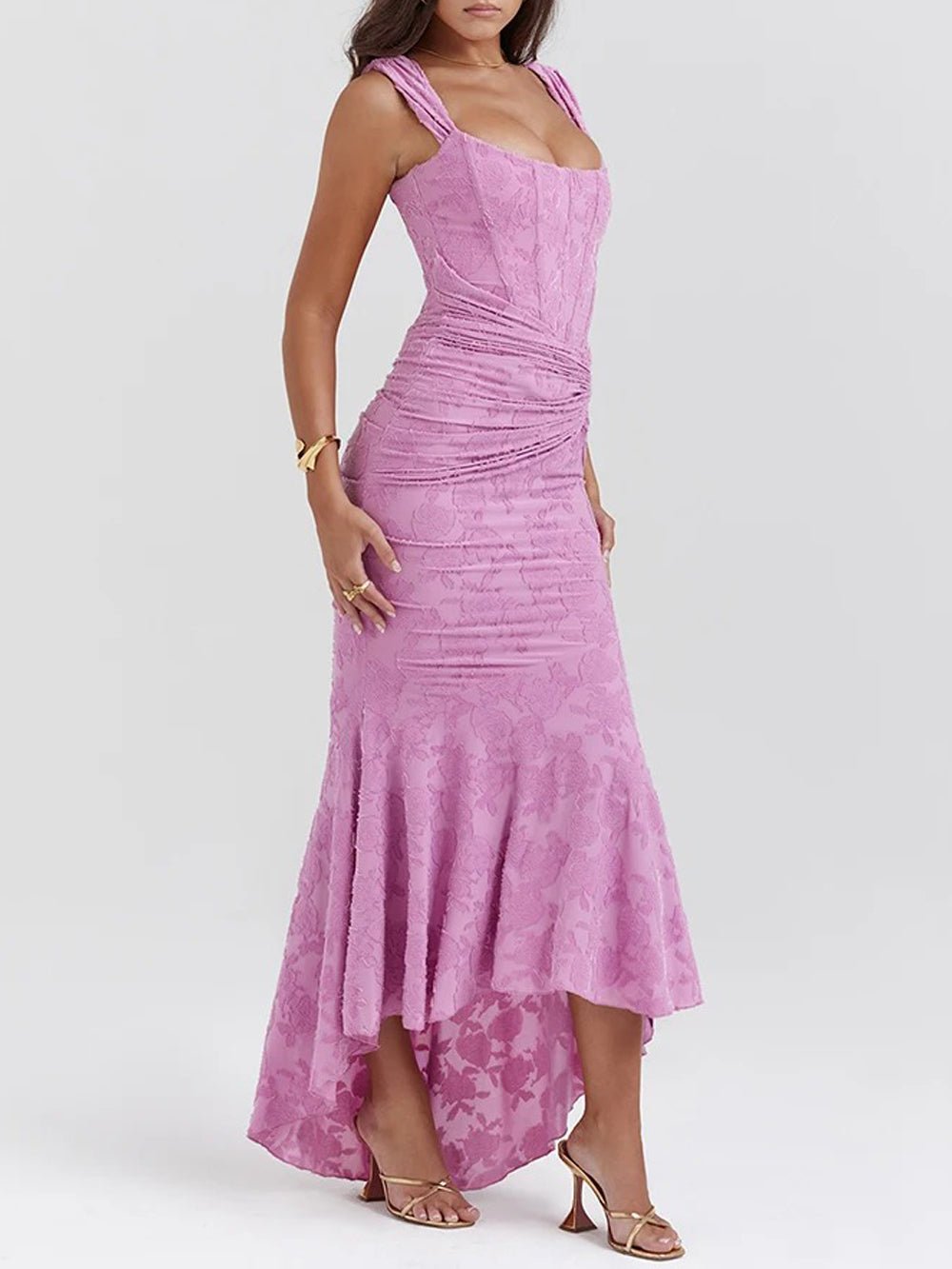 Off Lilly Shoulder Backless Midi Dress