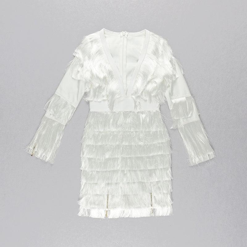 Deep Louanne V Layared Tassel Dress