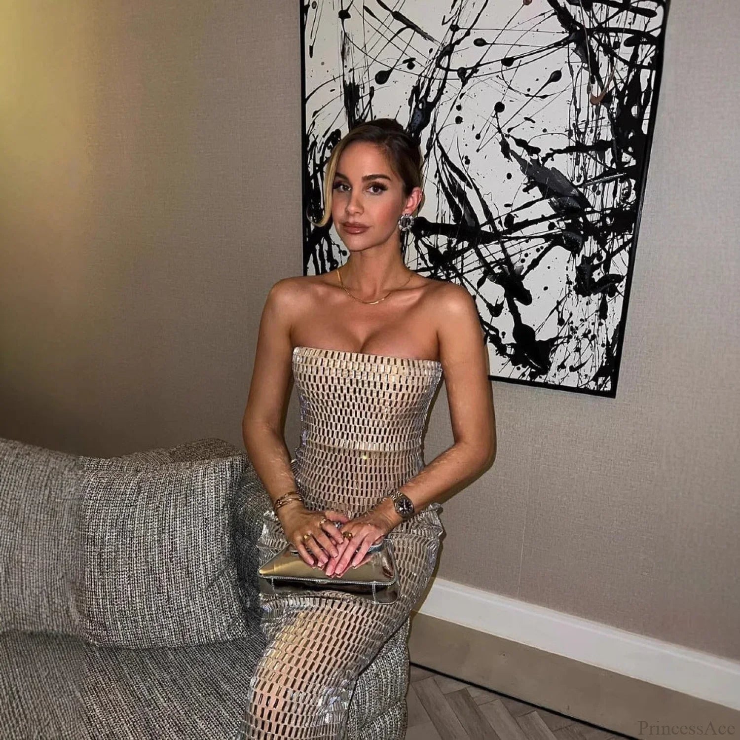 Premium Crystal Bandage Party Prom Dress