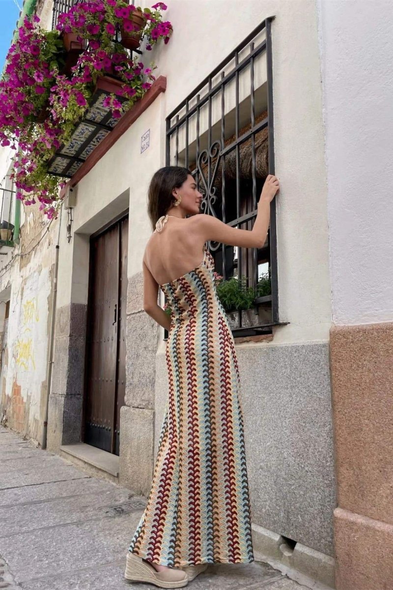 Hilda Statement Halterneck Maxi Dress Made of Crochet Fabric Signature Edit