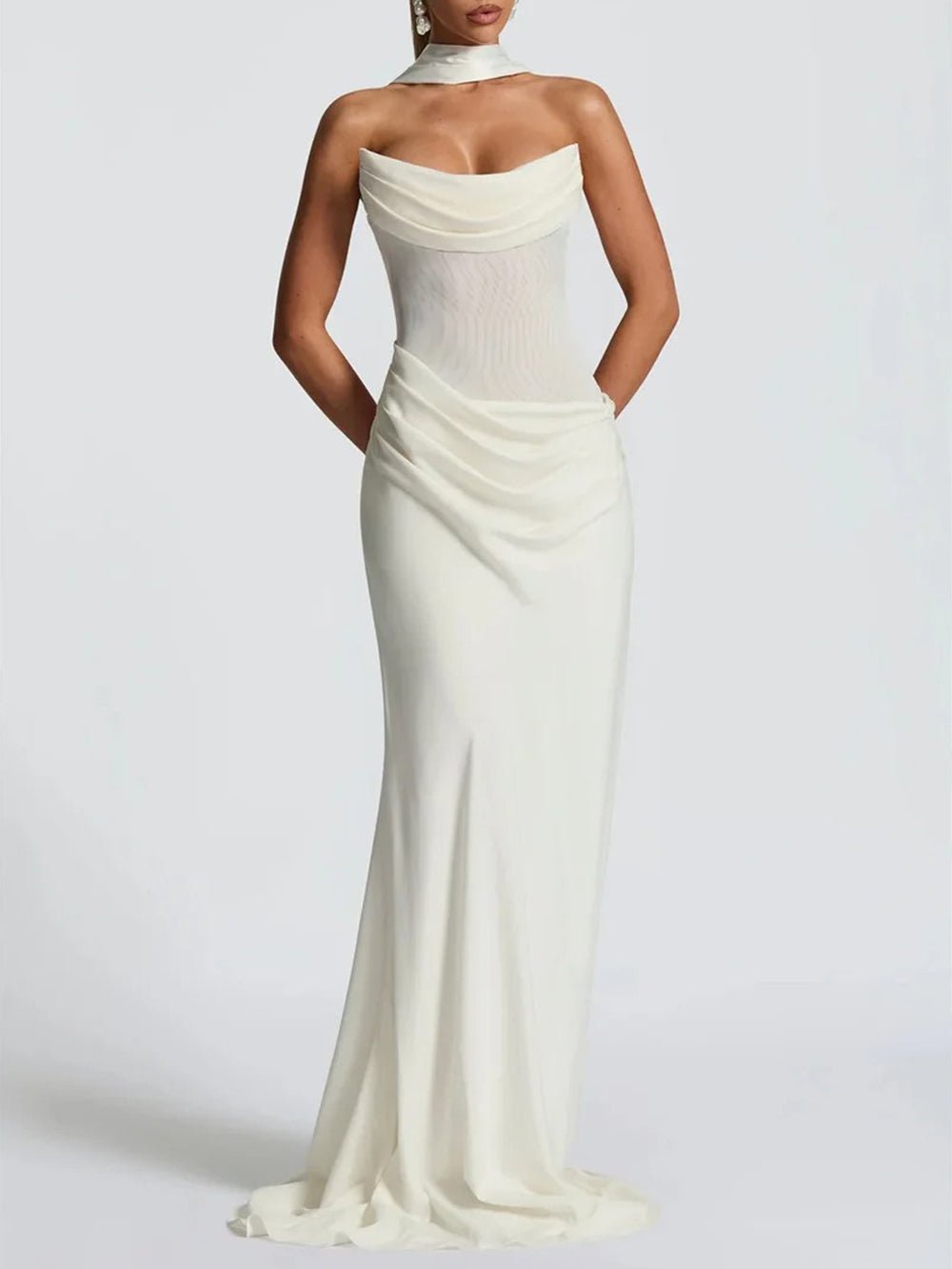 Malena Strapless Draped Maxi Gown