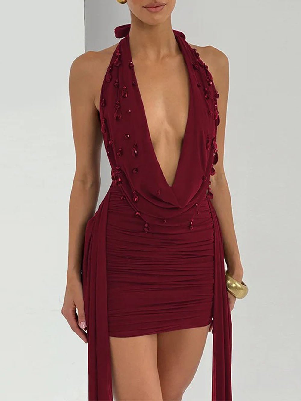 Halter Marina Draped Mini Dress