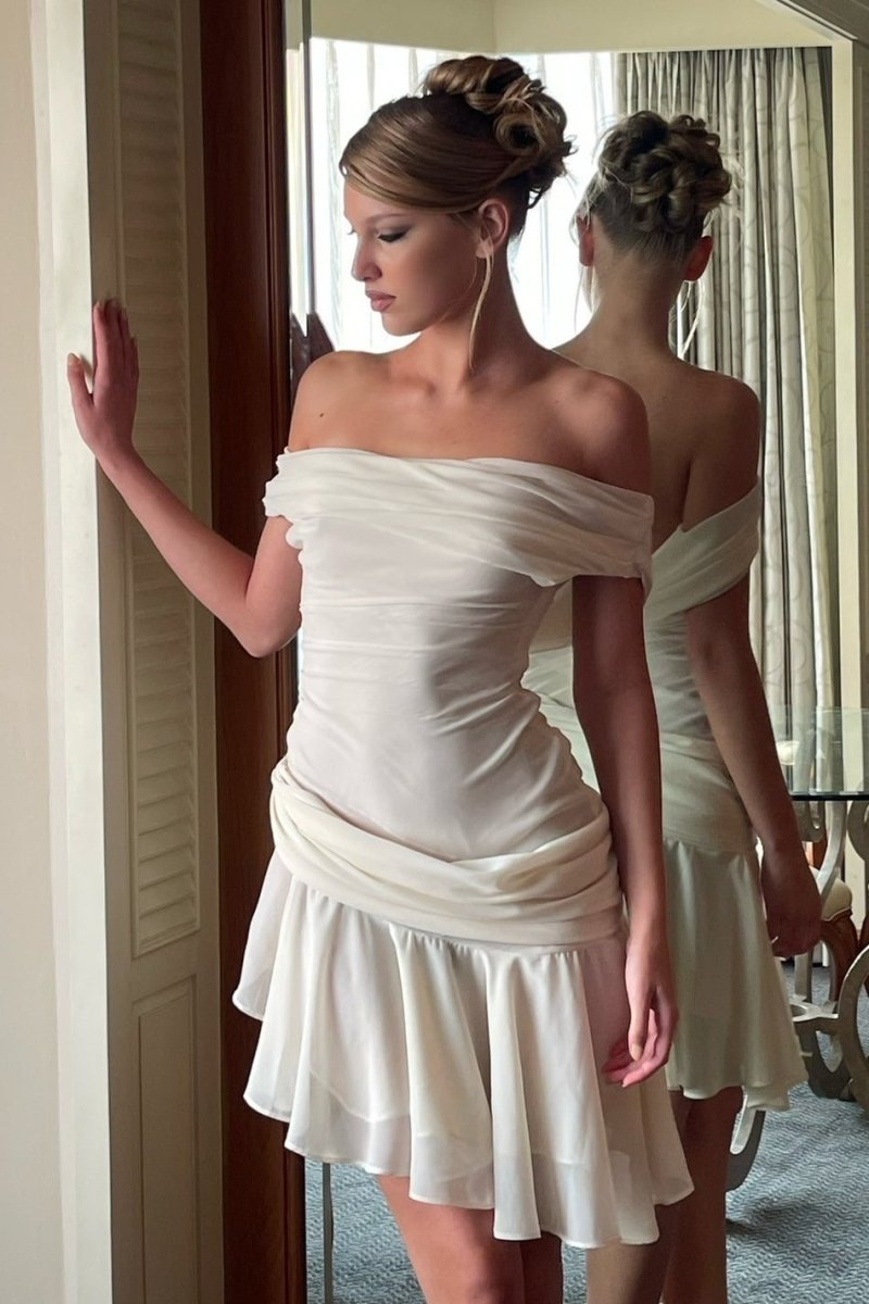 Chic Matilde One Shoulder Chiffon Mini Dress Boutique Collection
