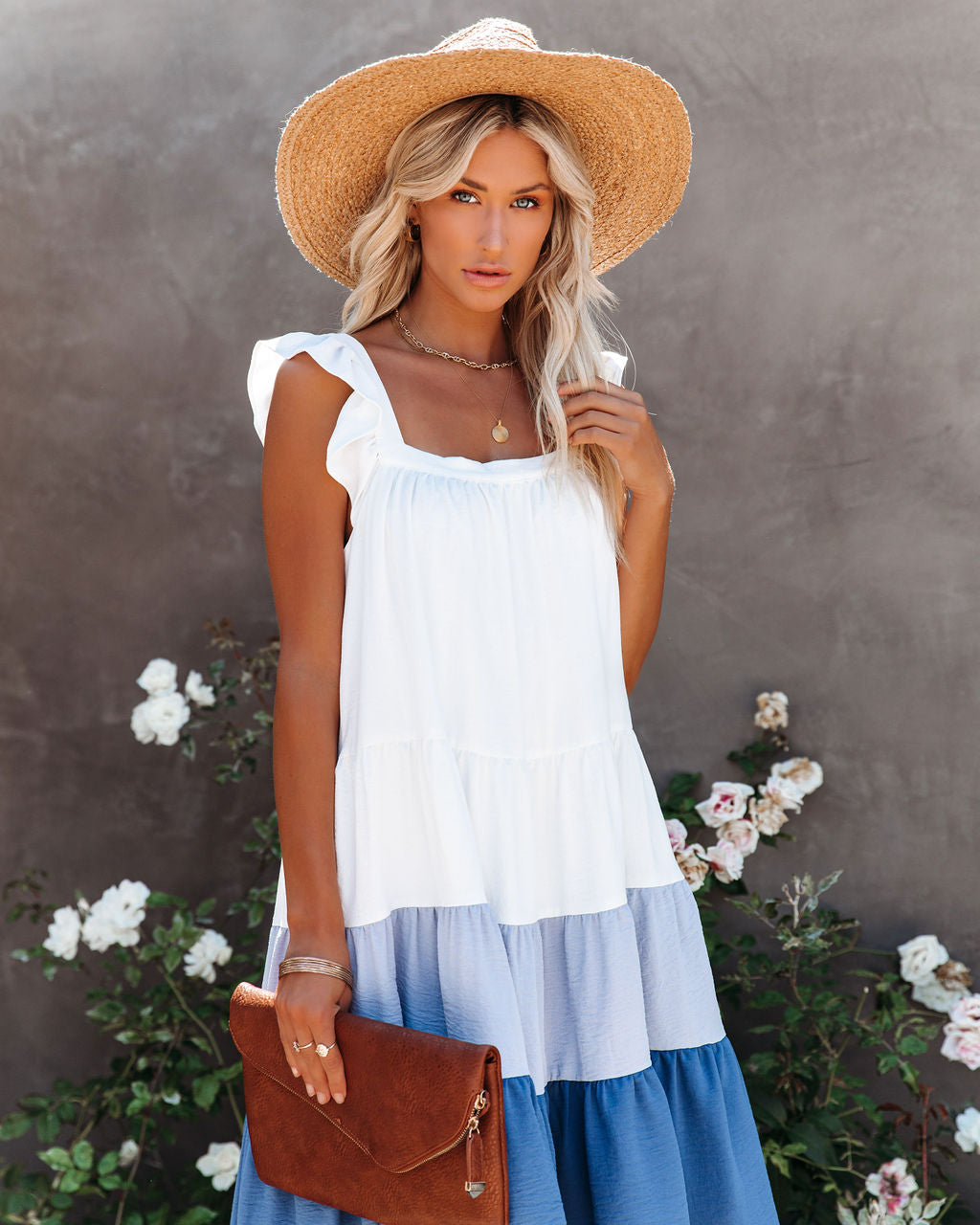 Of Melody Summer Pocketed High Low Tiered Midi Dress