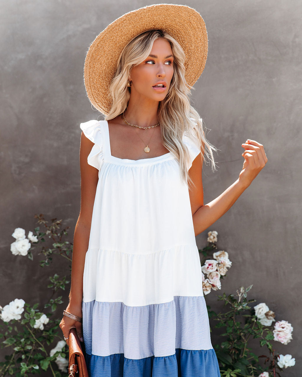 Of Melody Summer Pocketed High Low Tiered Midi Dress