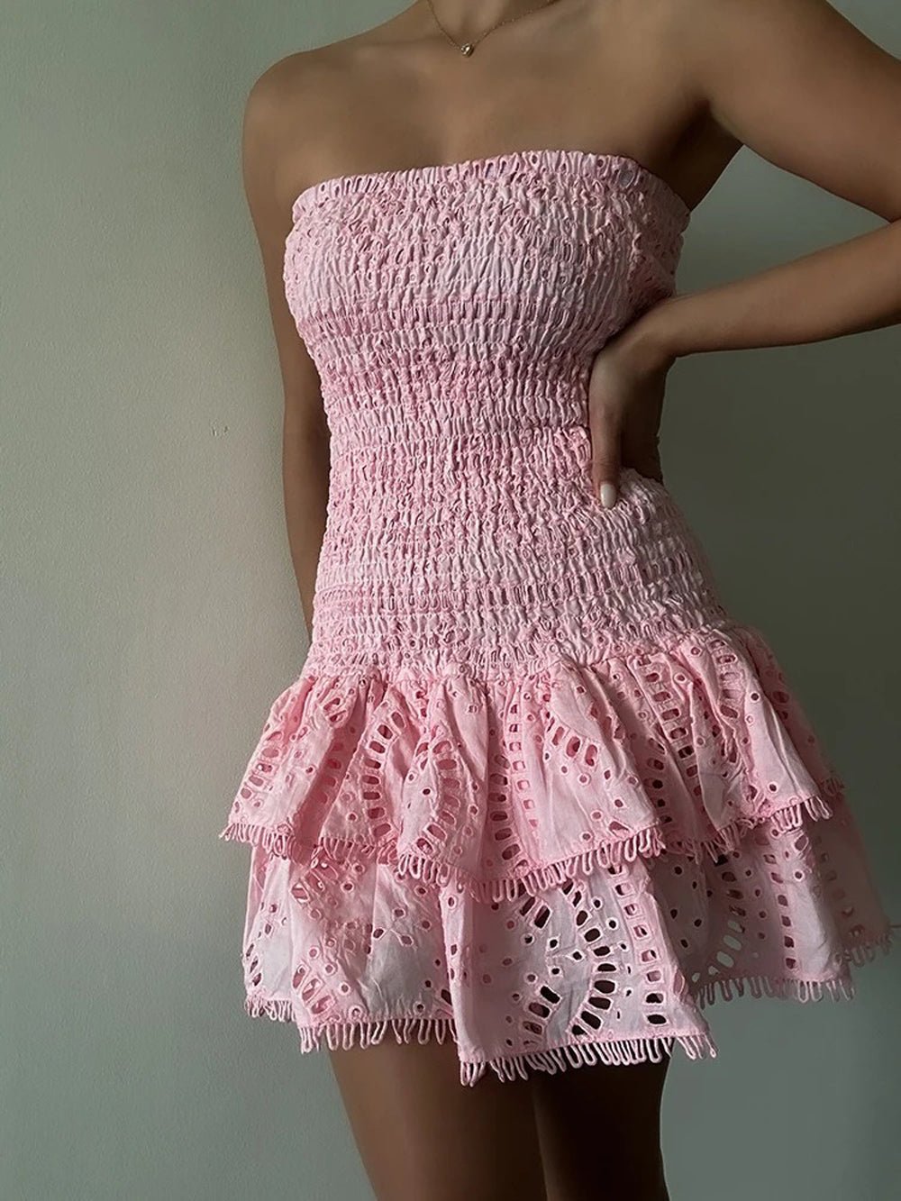Hollow Molly Out Strapless Mini Dress