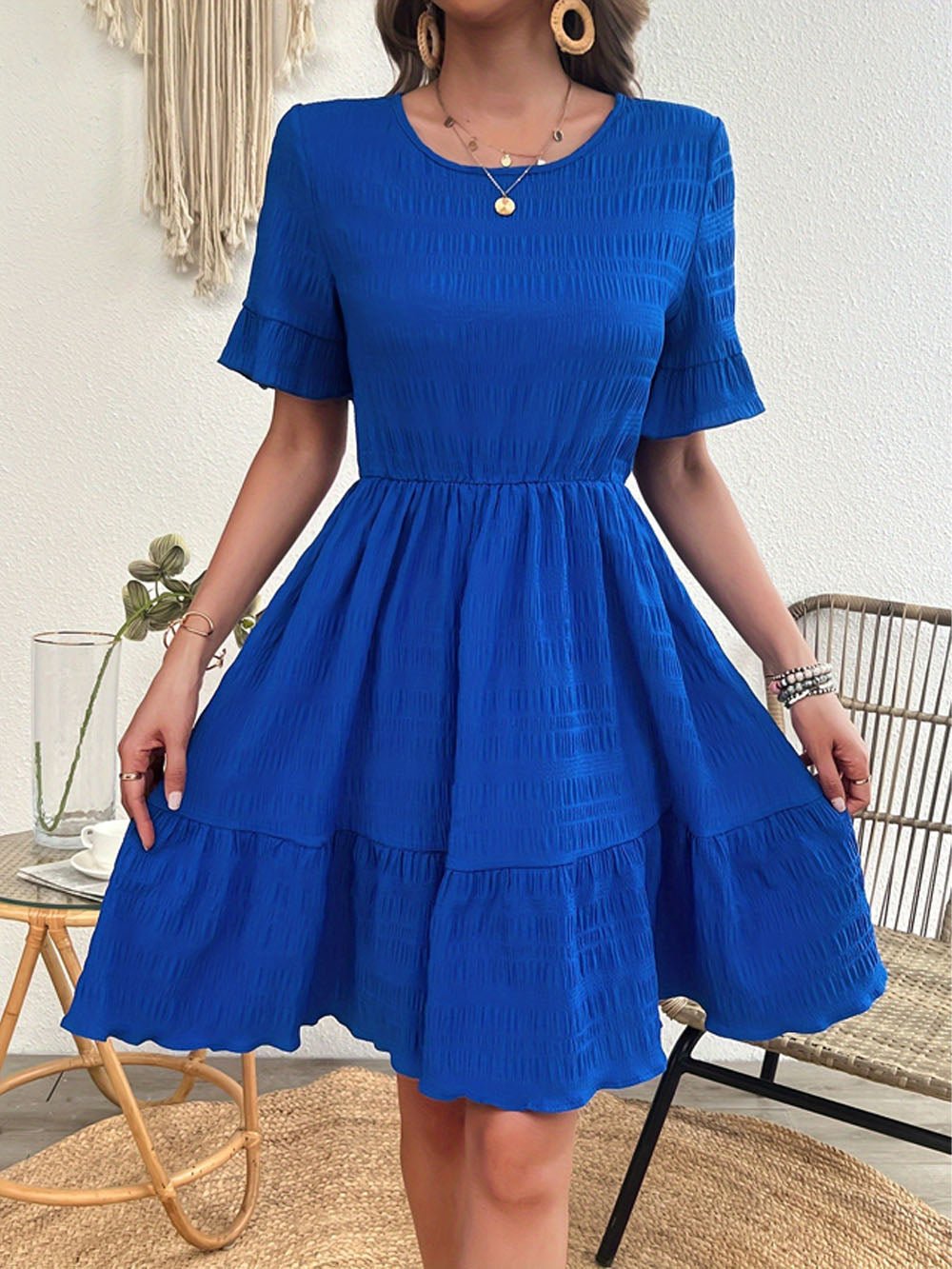 Ruffle Parker Hem Tiered Mini Dress