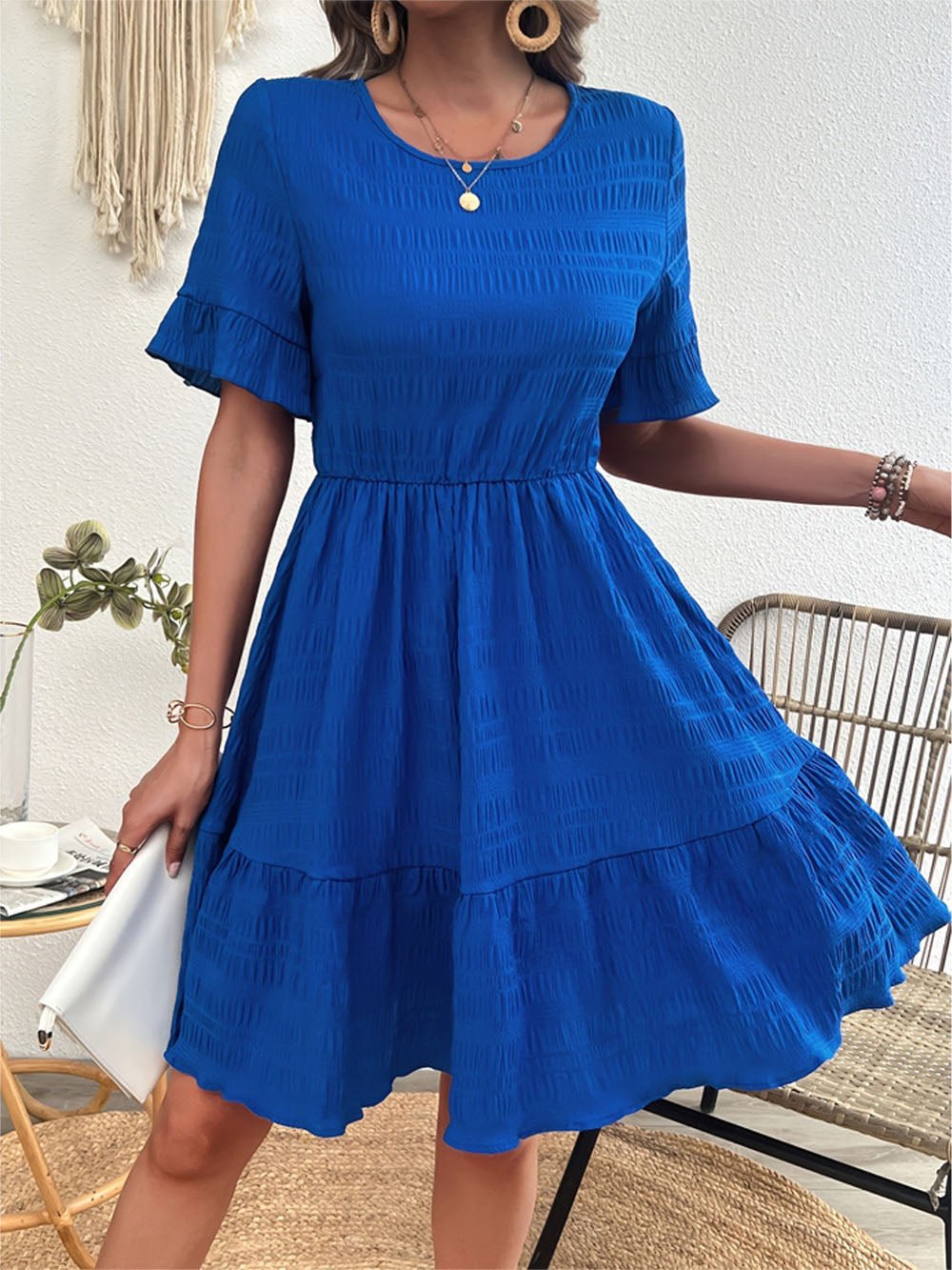 Ruffle Parker Hem Tiered Mini Dress