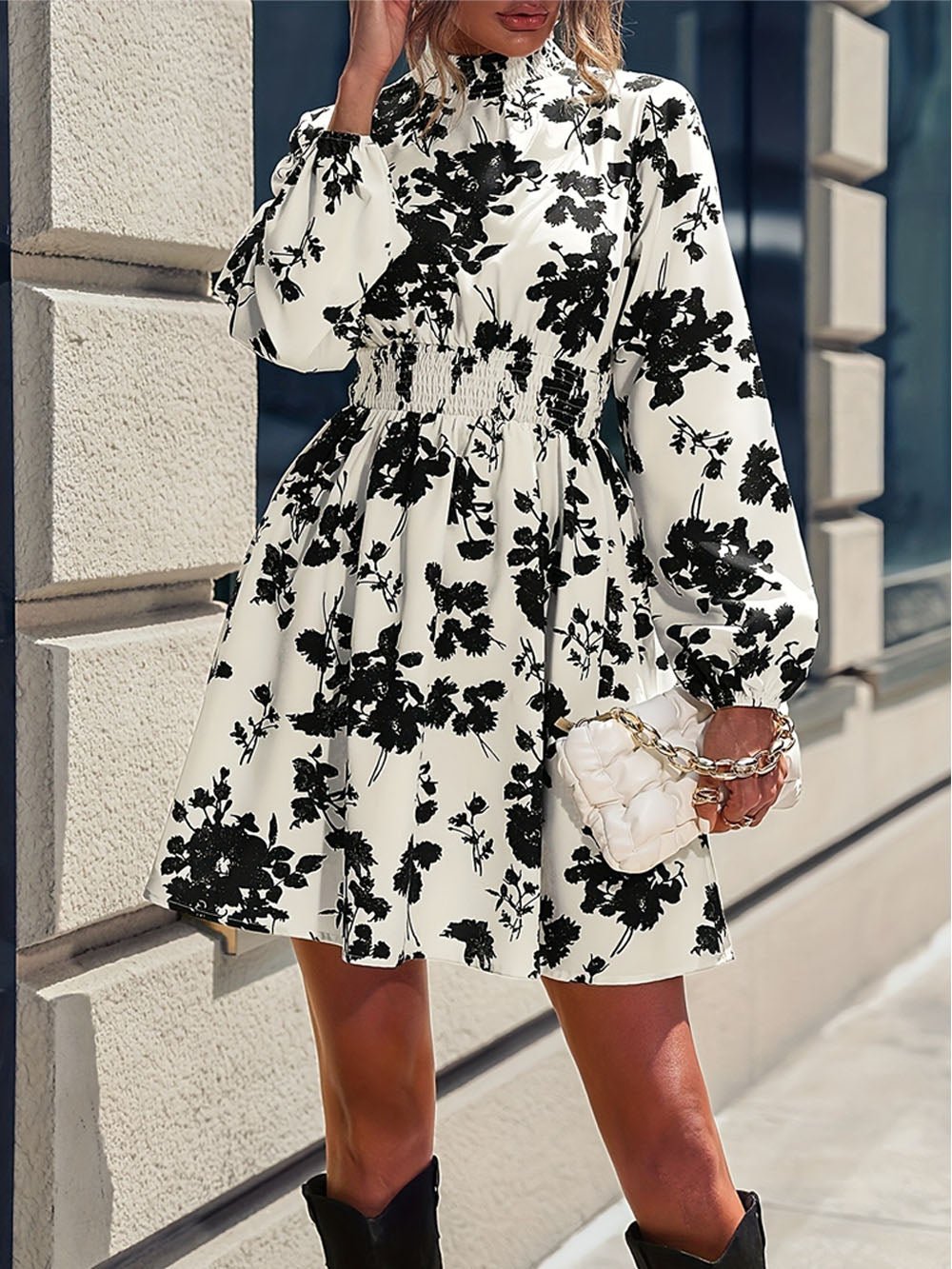 Peyton Flower Long Sleeve Mini Dress