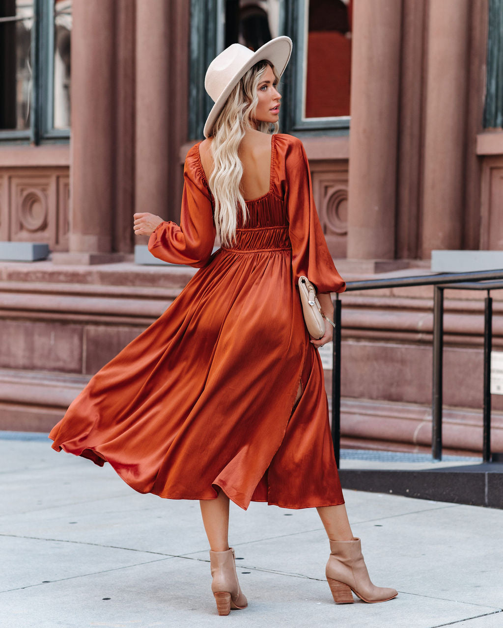 Satin Pines Pocketed Drawstring Midi Dress FINAL