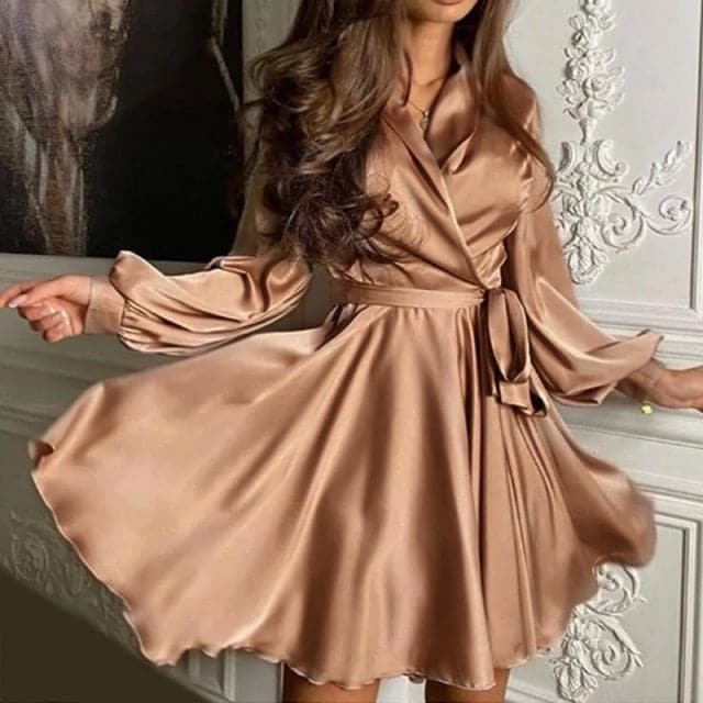 Sashes Satin A Line Mini Dress