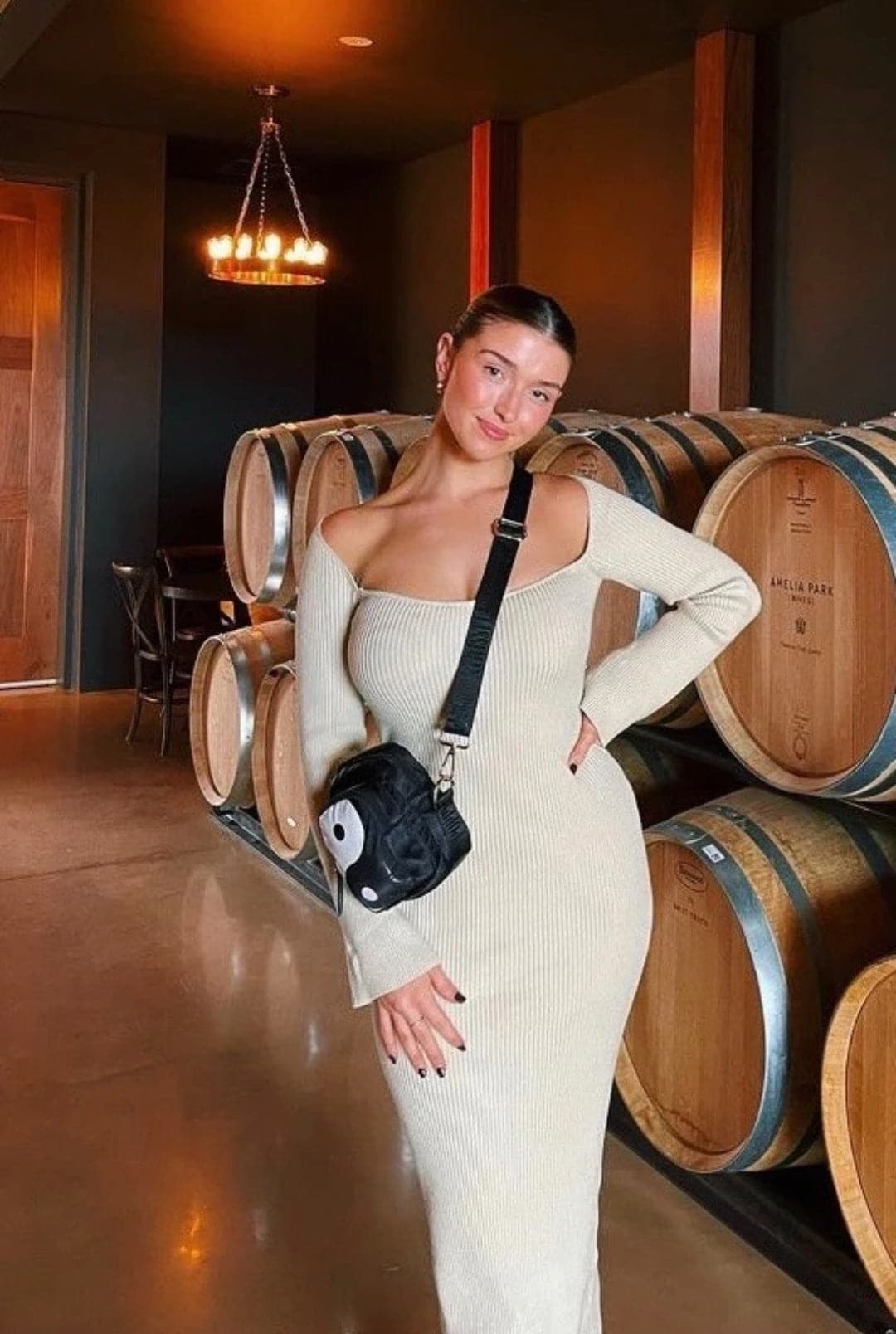 Square Neck Long Sleeve Gentle Sweater Dress