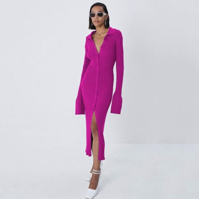 Square Neck Long Sleeve Gentle Sweater Dress