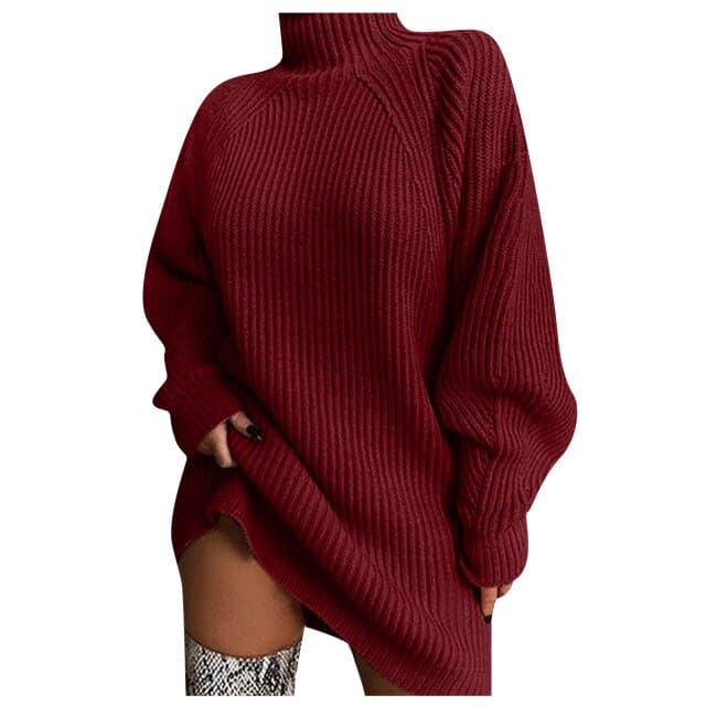 Long Fashion Sleeve Knitted Mini Dresses