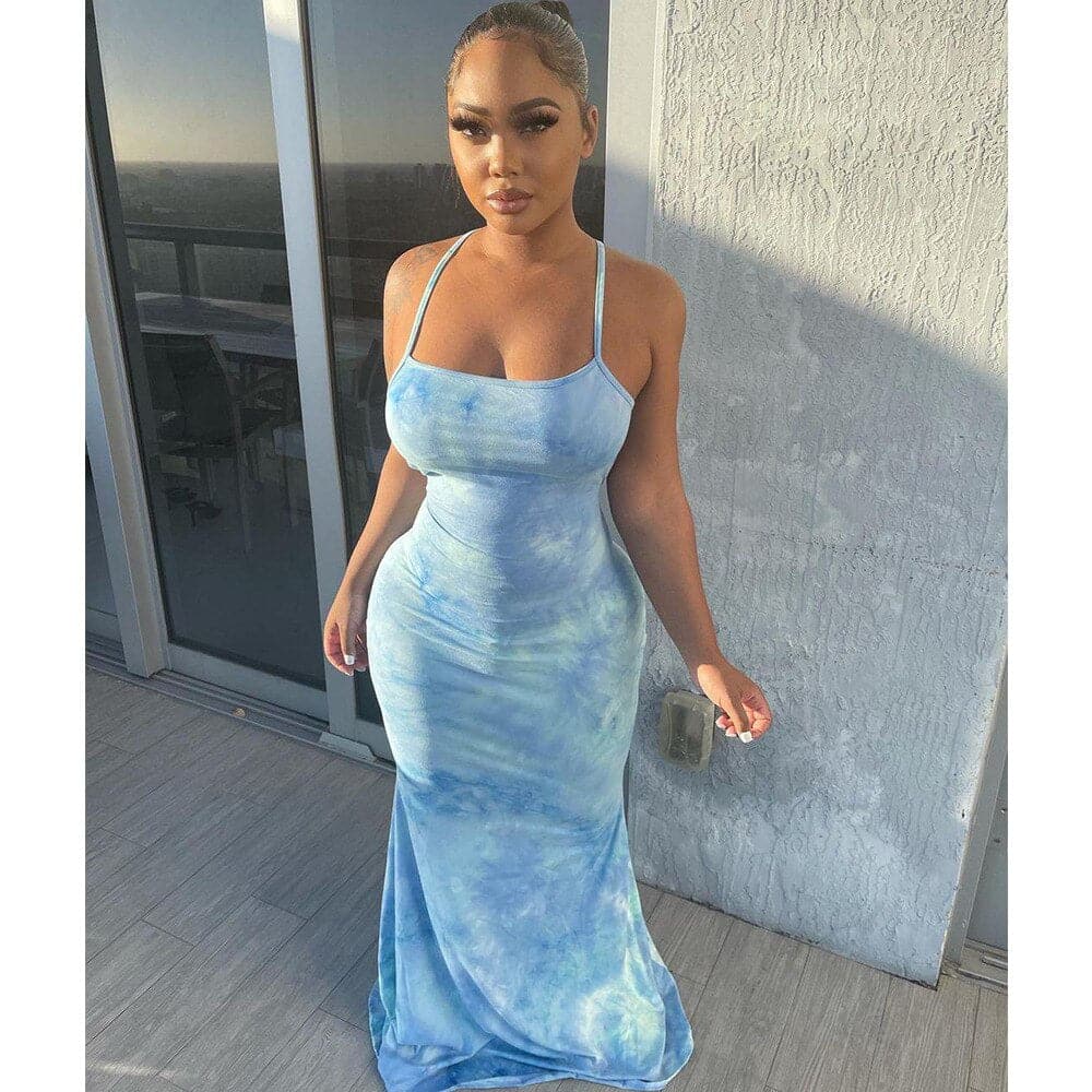 Graceful Backless Vacation Lace Up Sundress