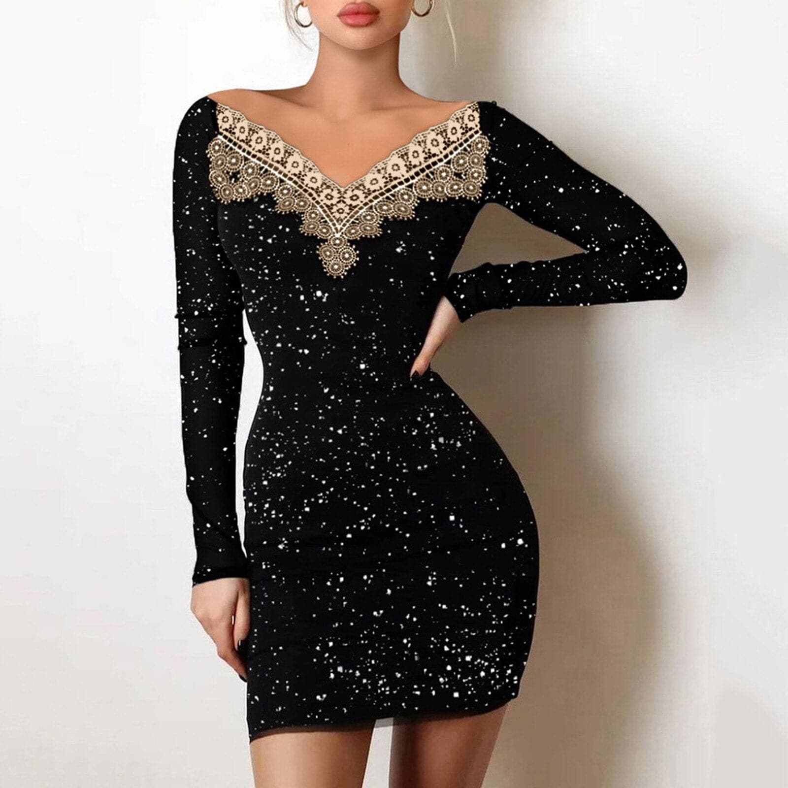 Mesh Women's Sleeve Long Sleeve Aline Mini Dresses