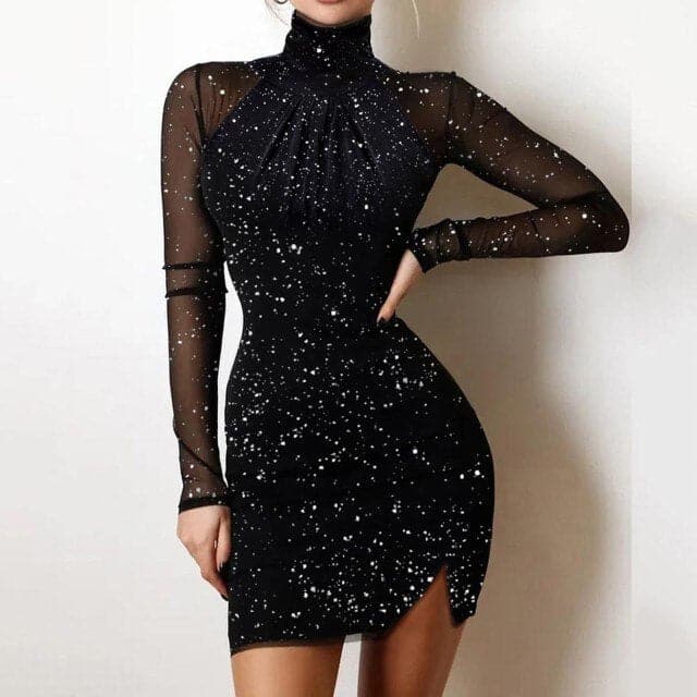 Mesh Women's Sleeve Long Sleeve Aline Mini Dresses
