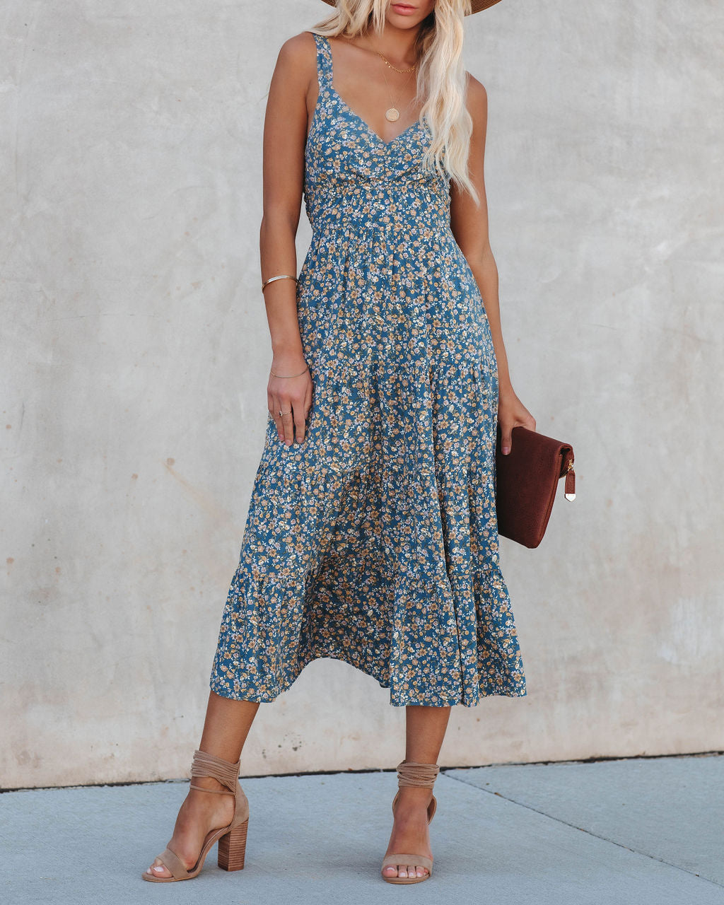 Rio Botanical Tie Back Midi Dress