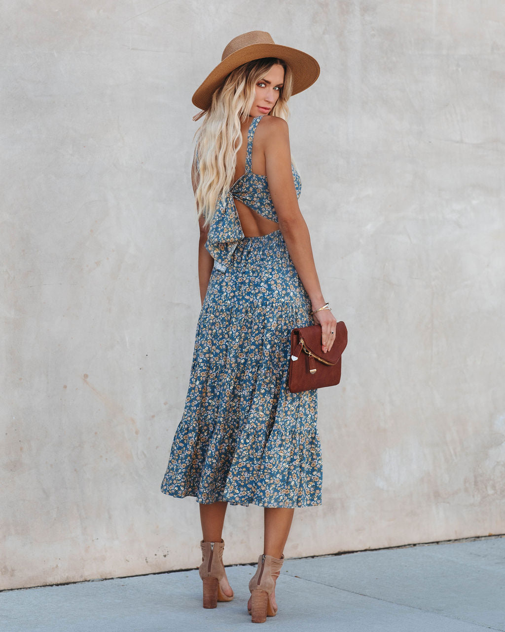 Rio Botanical Tie Back Midi Dress