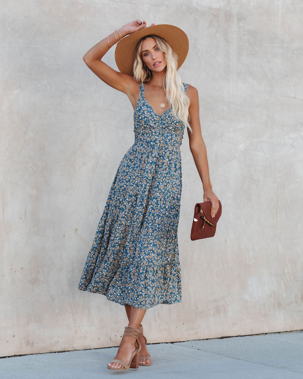 Rio Botanical Tie Back Midi Dress