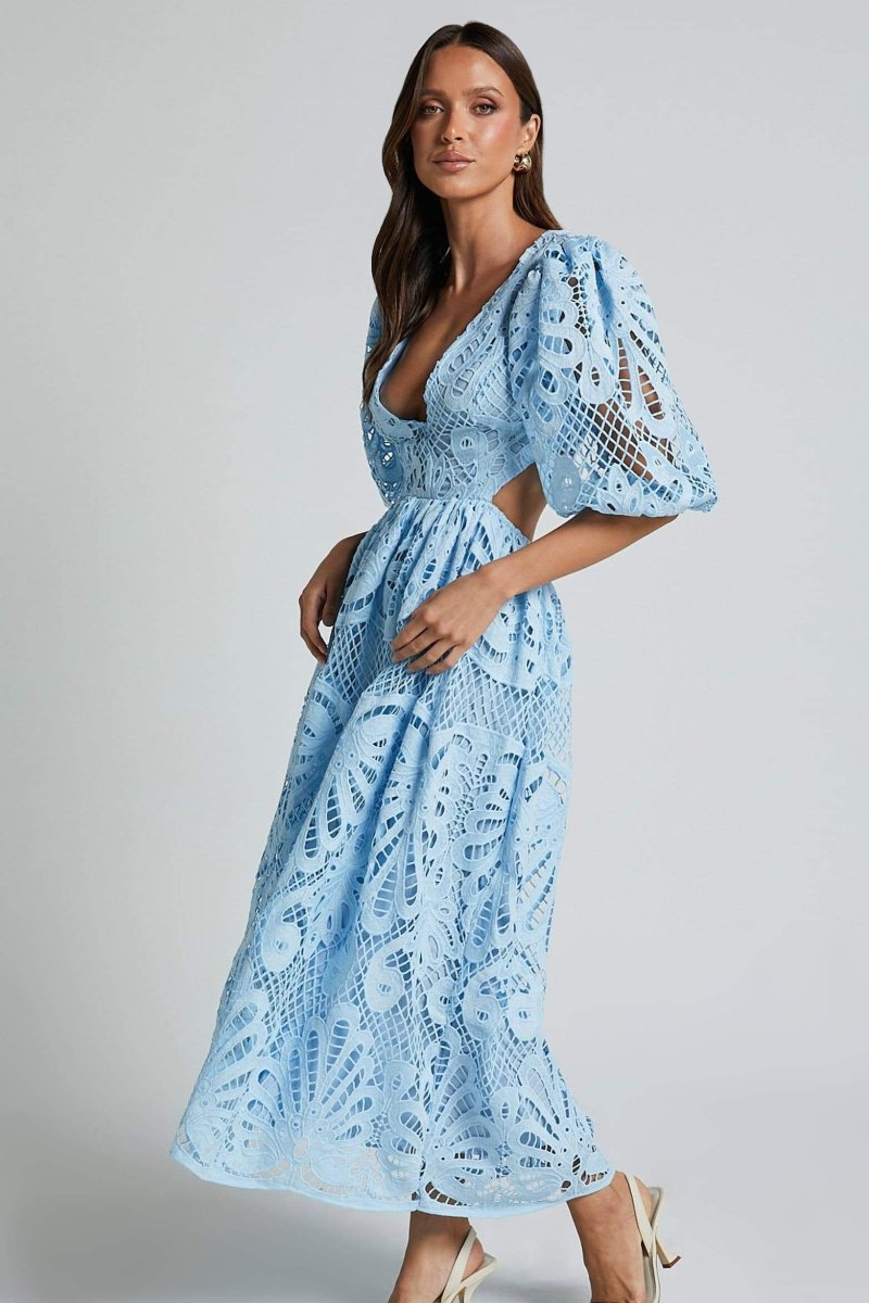 Embroidered Sandra Lace Cut-out Midi Dress