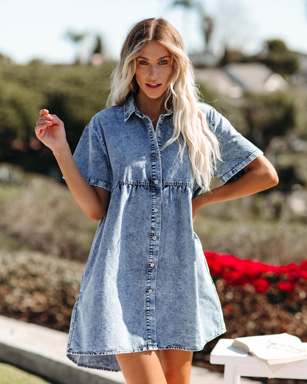 Cotton Sedona Pocketed Denim Babydoll Dress