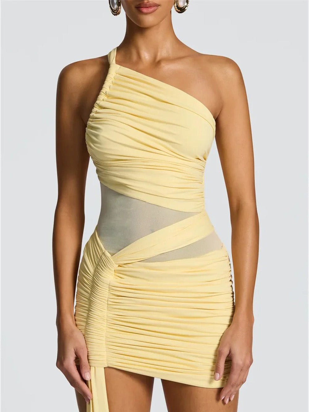 Asymmetric Serena Mesh Mini Dress