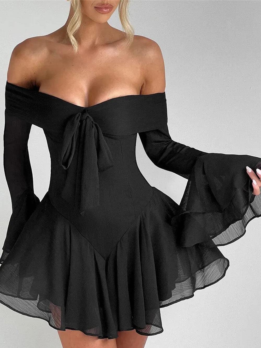 Off-Shoulder Sienna Flare Mini Dress