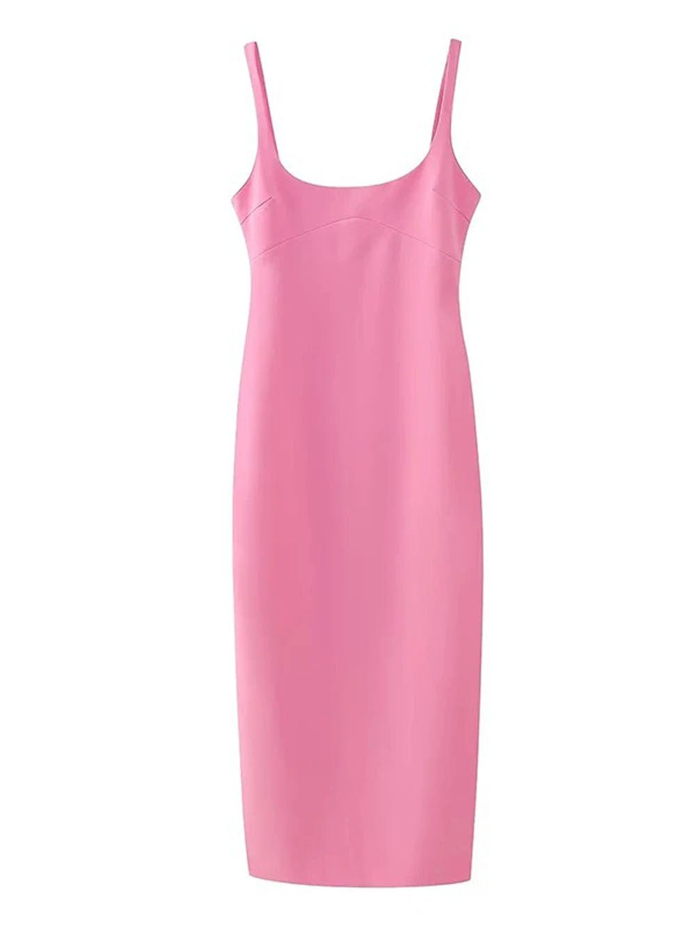Back Sofia Slit Solid Midi Dress