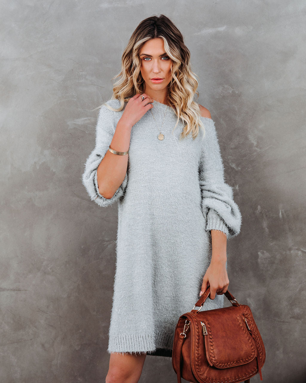 In So Love Knit Sweater Dress Heather Grey FINAL