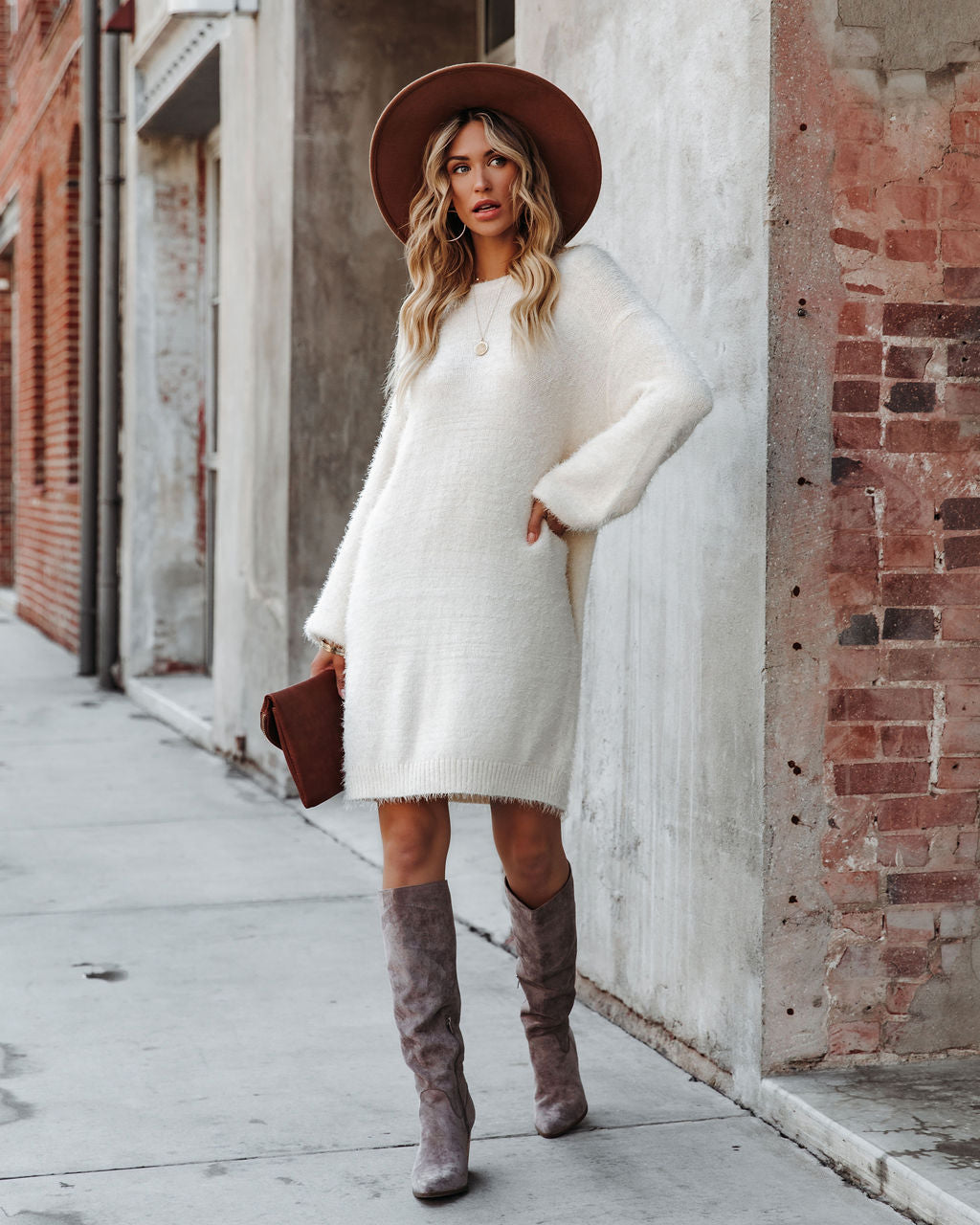 In So Love Knit Sweater Dress Ivory FINAL