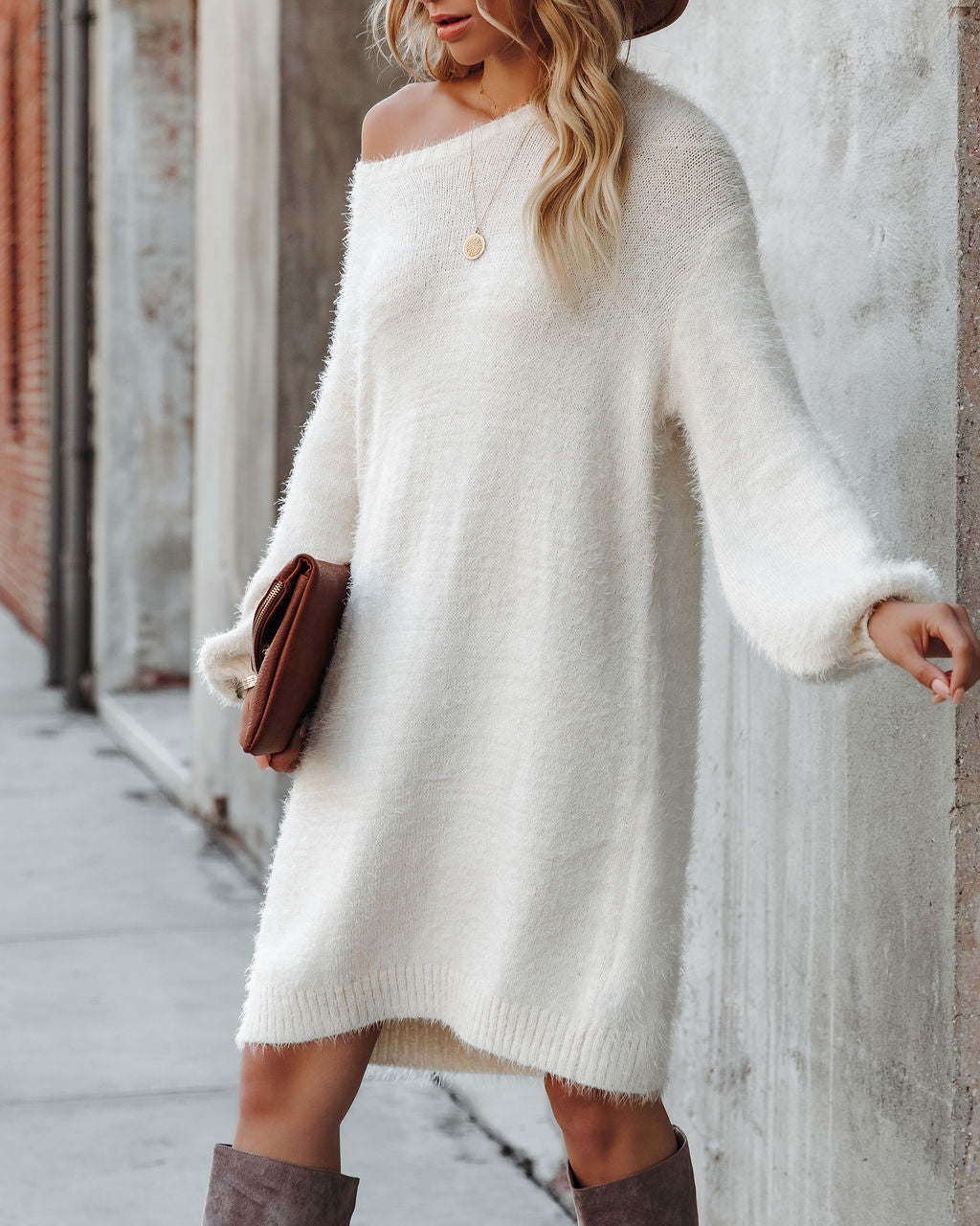 In So Love Knit Sweater Dress Ivory FINAL