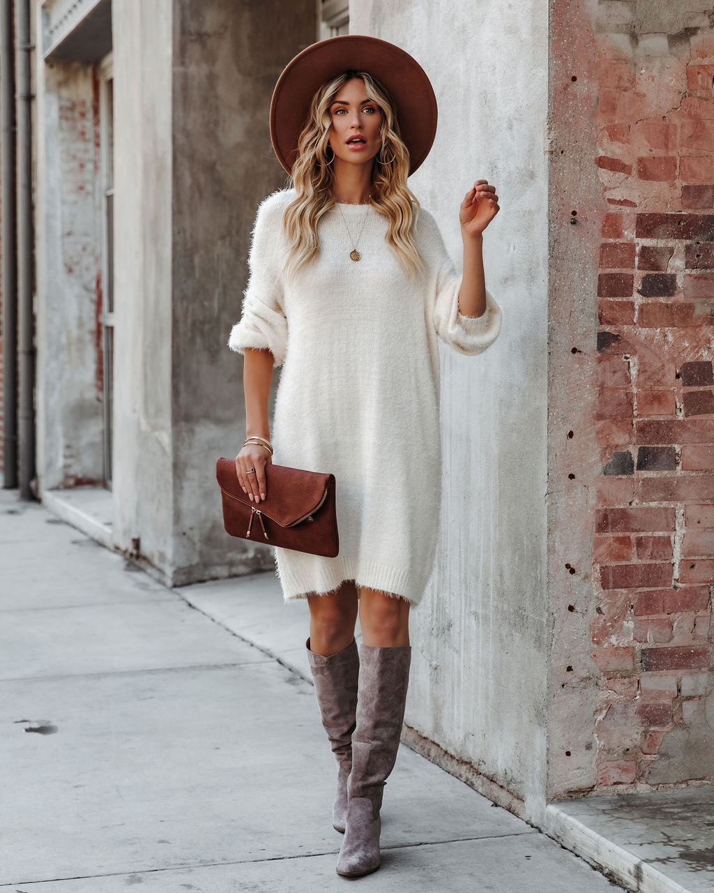 In So Love Knit Sweater Dress Ivory FINAL
