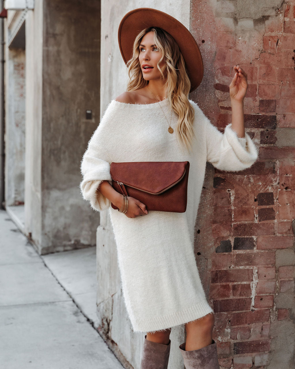 In So Love Knit Sweater Dress Ivory FINAL