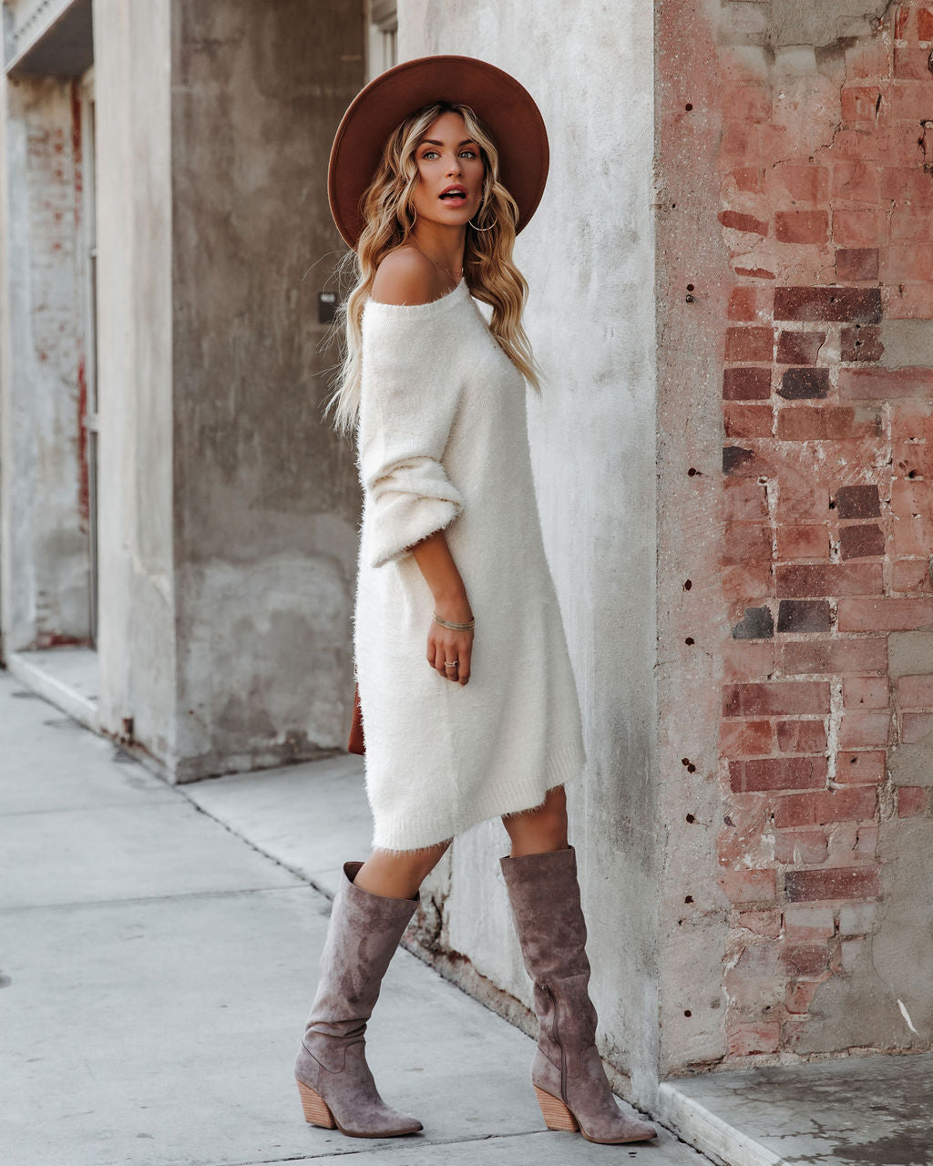 In So Love Knit Sweater Dress Ivory FINAL