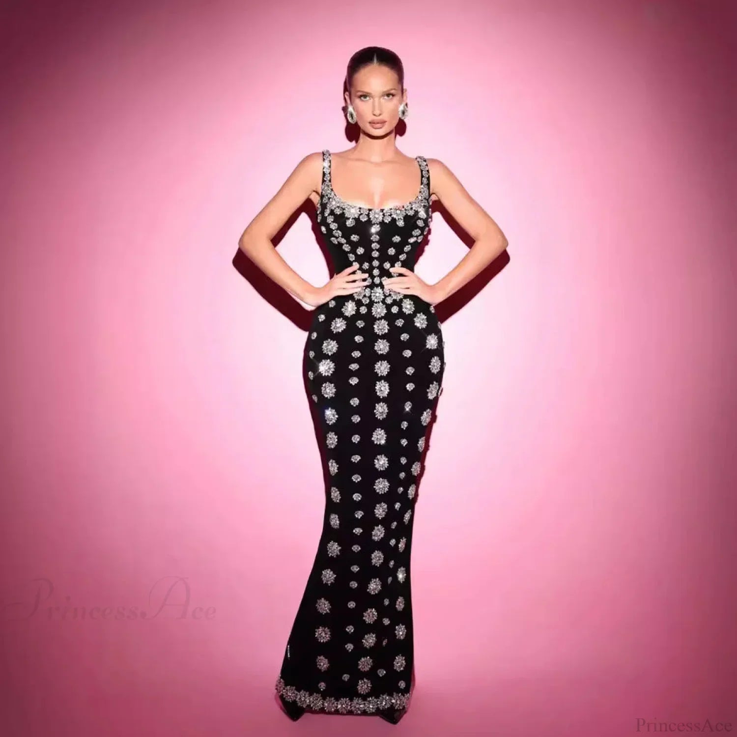 Strapless Sequin Bloom Bandage Prom Dress