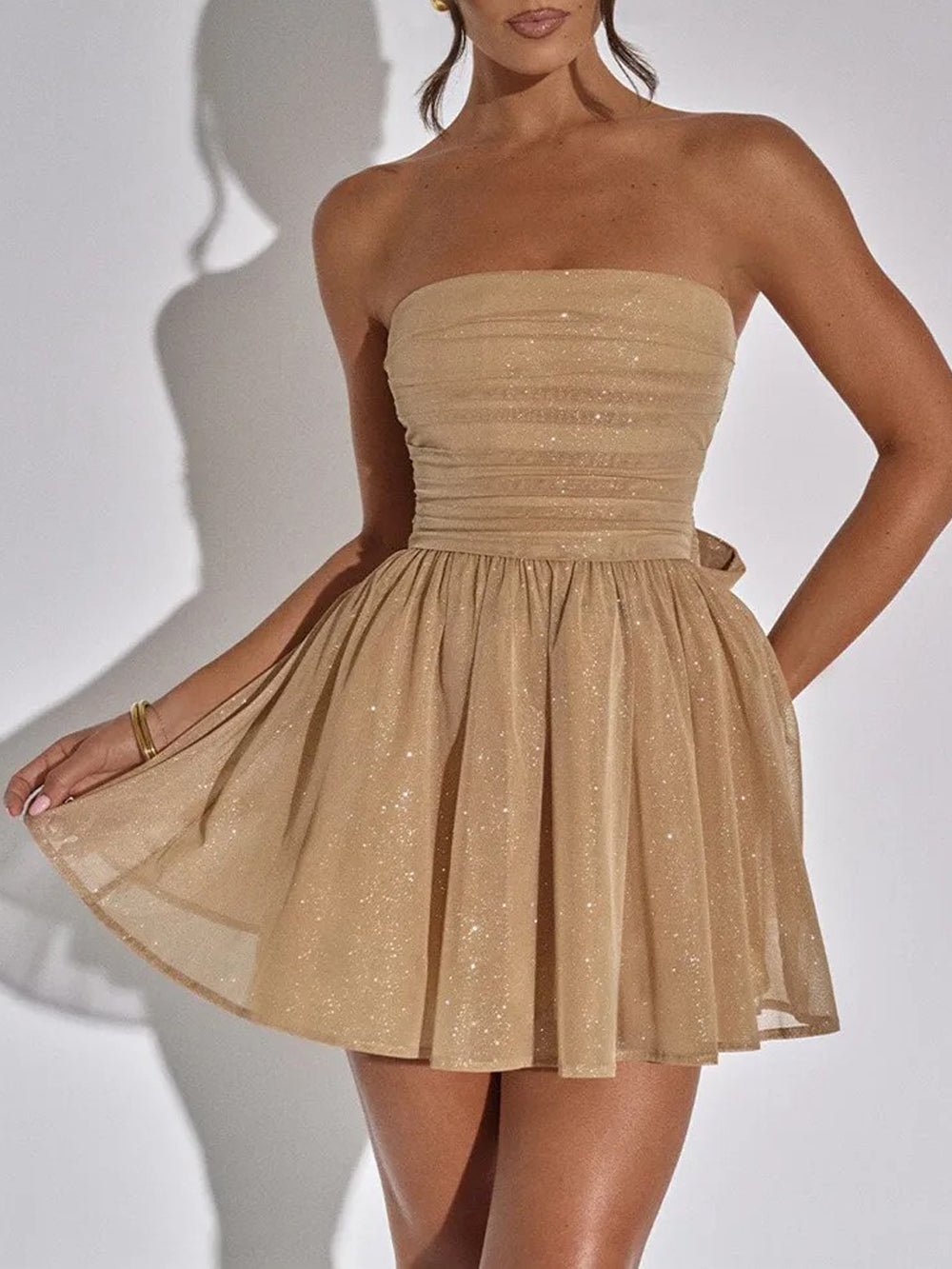 Off Tahlia Shoulder Sequins Mini Dress