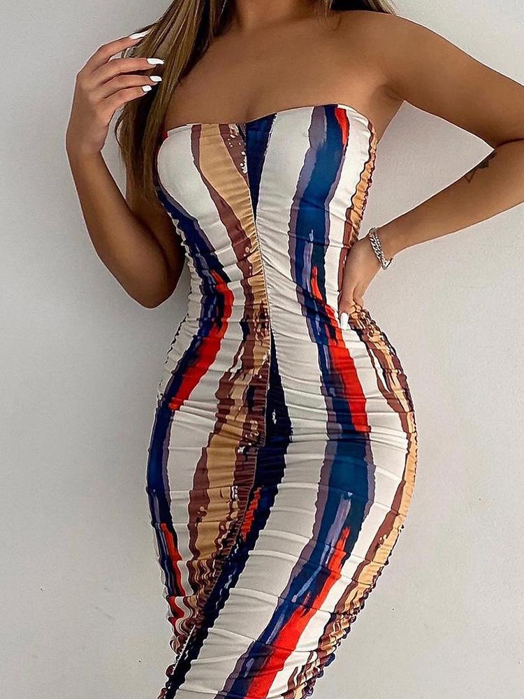 Top Tube Slim Multicolor Printed Tight Dress