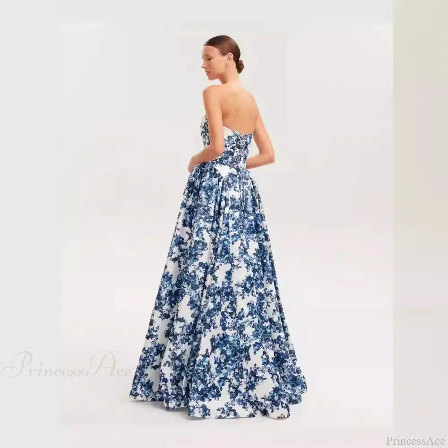 V-Neck Flowing Flower Prom Dress