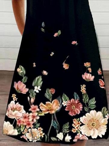 V neck Short Sleeve Laidback Zipper Loose Dress