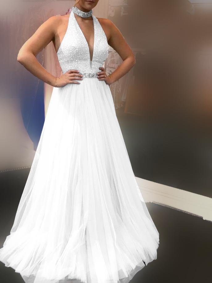 V neck Sleeveless Halterneck Trend Dress