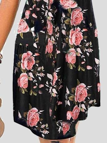 neck V Sleeveless Print Mini Dress