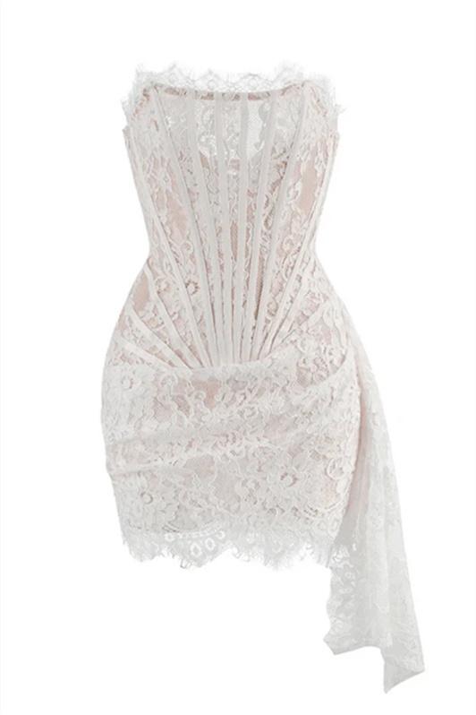 Exclusive Ivanna Strapless Lace Corset Mini Dress Venus Designer Edit